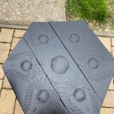 Hand painted black hexagon shaped occasional table.
