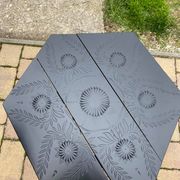 Hand painted black hexagon shaped occasional table.