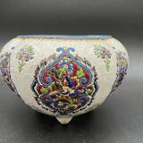 Late 19th century glazed earthenware planter, Longwy enamel style - 648003