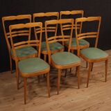 Six Italian  chairs in exotic wood and faux leather