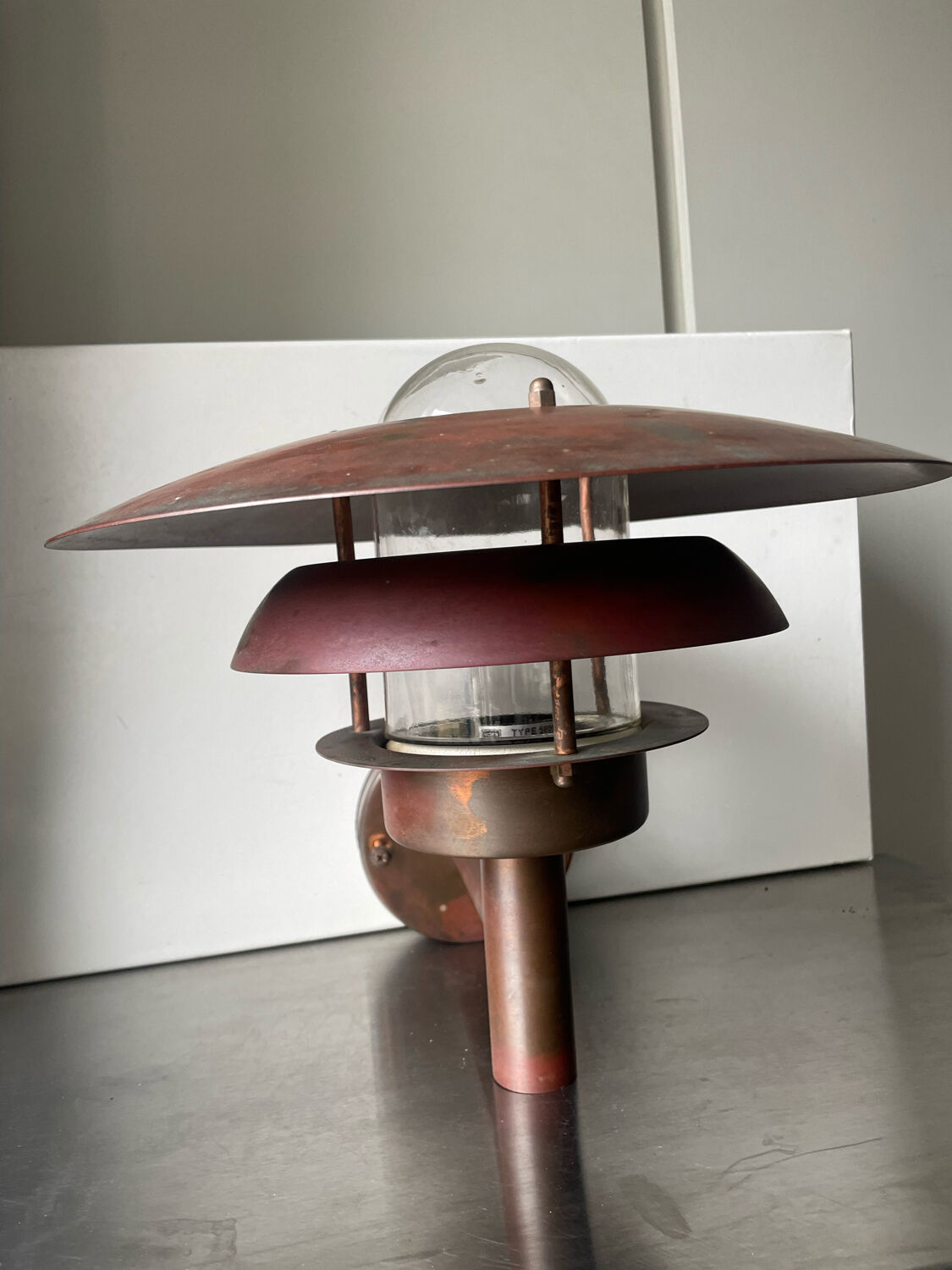 Classic danish mcm outdoor wall lamp in copper