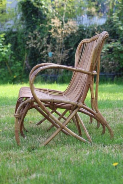 Vintage rattan bench