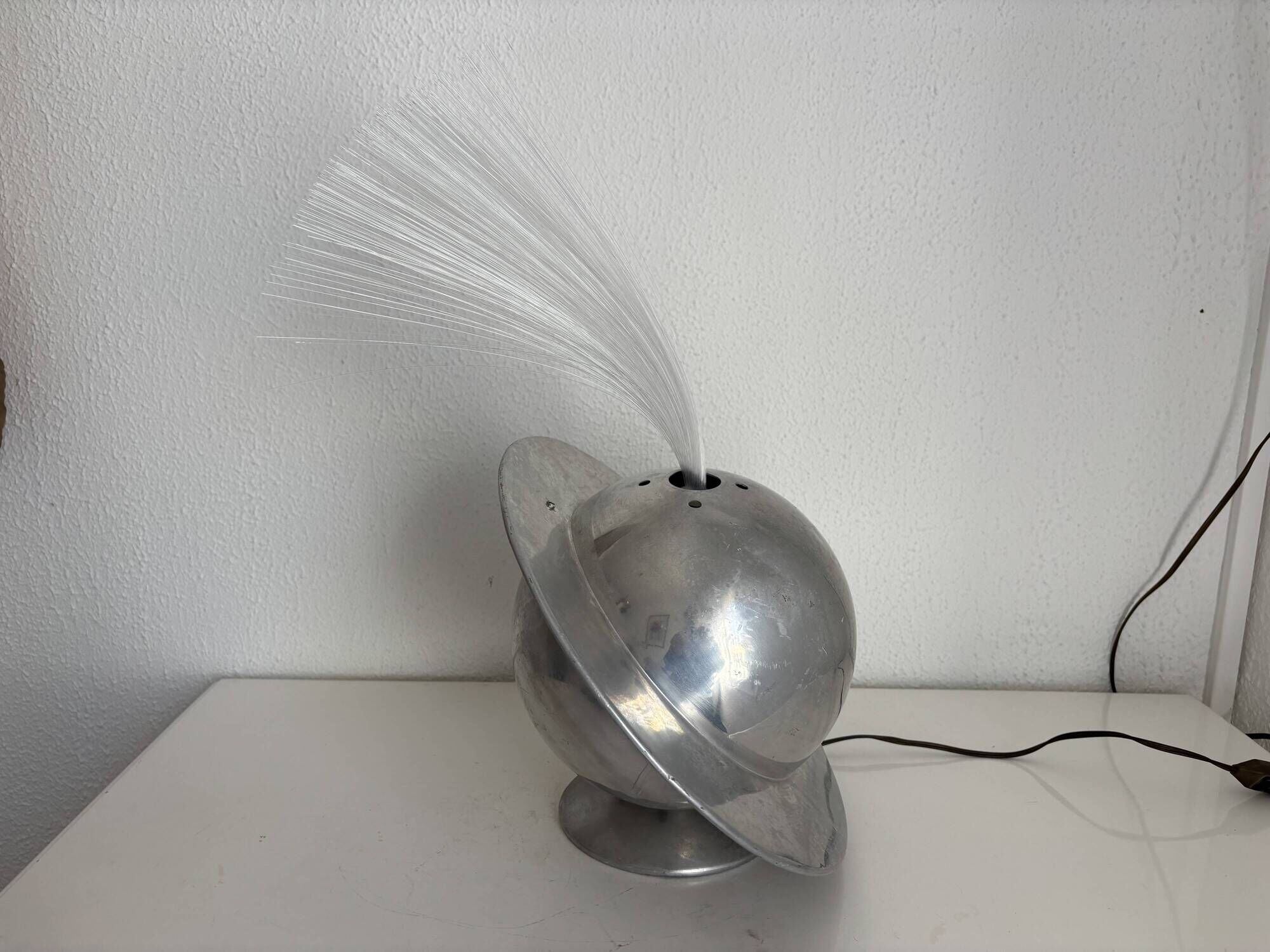 Rare French fibre optic lamp "La Sphérique" — Multicoloured rotating disc