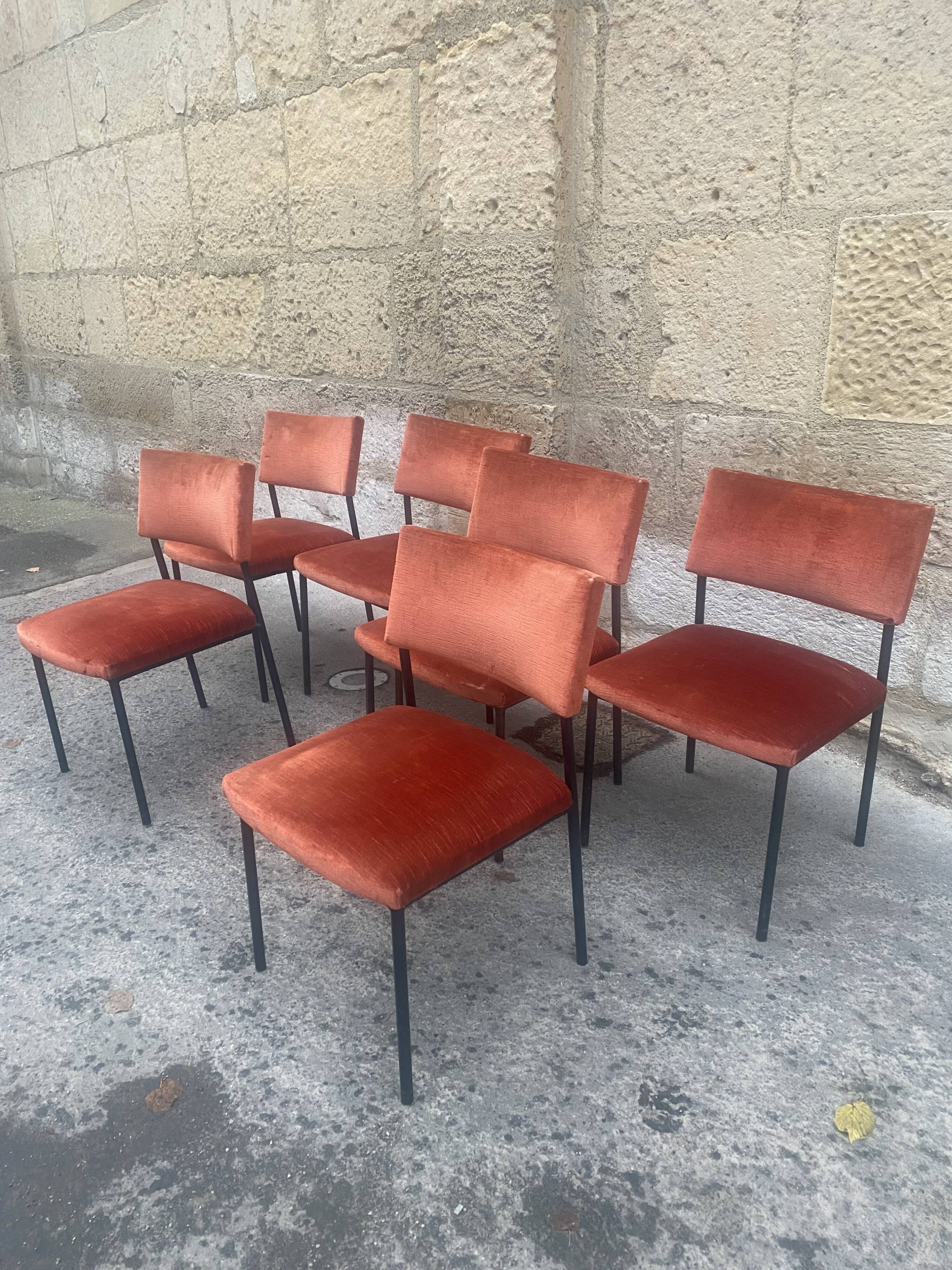 6 Chairs 764 by Joseph Andre Motte, Steiner Editions, 1950
