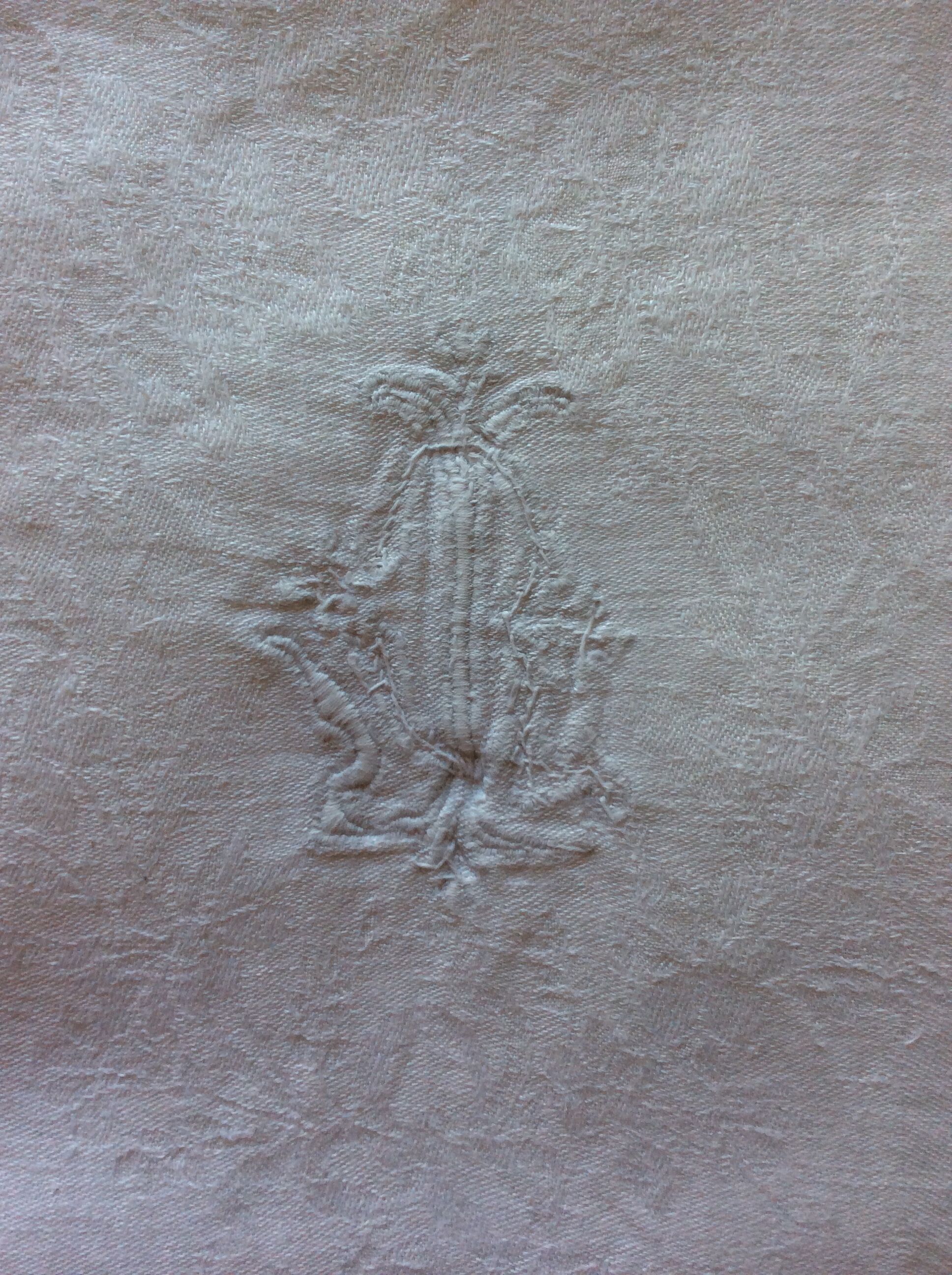 Set of 2 old hand-embroidered napkins
