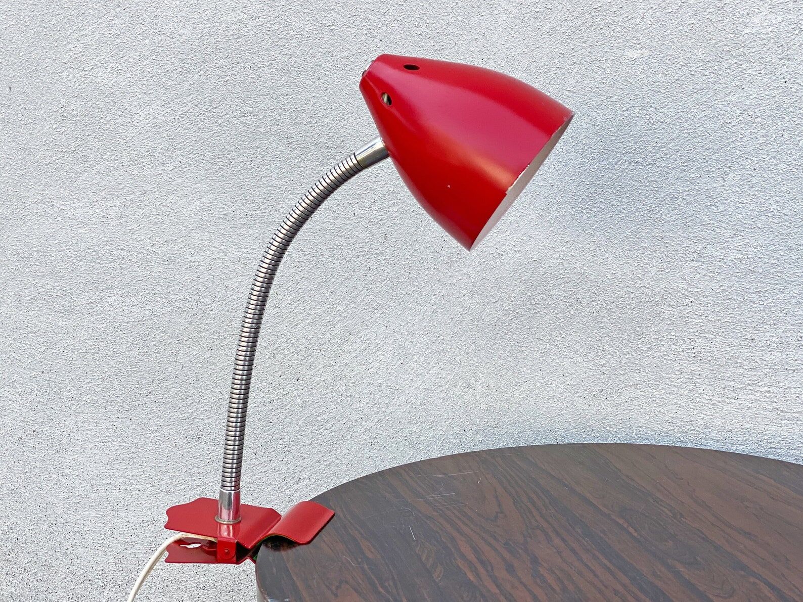 Vintage red hala zeist clamp spot lamp