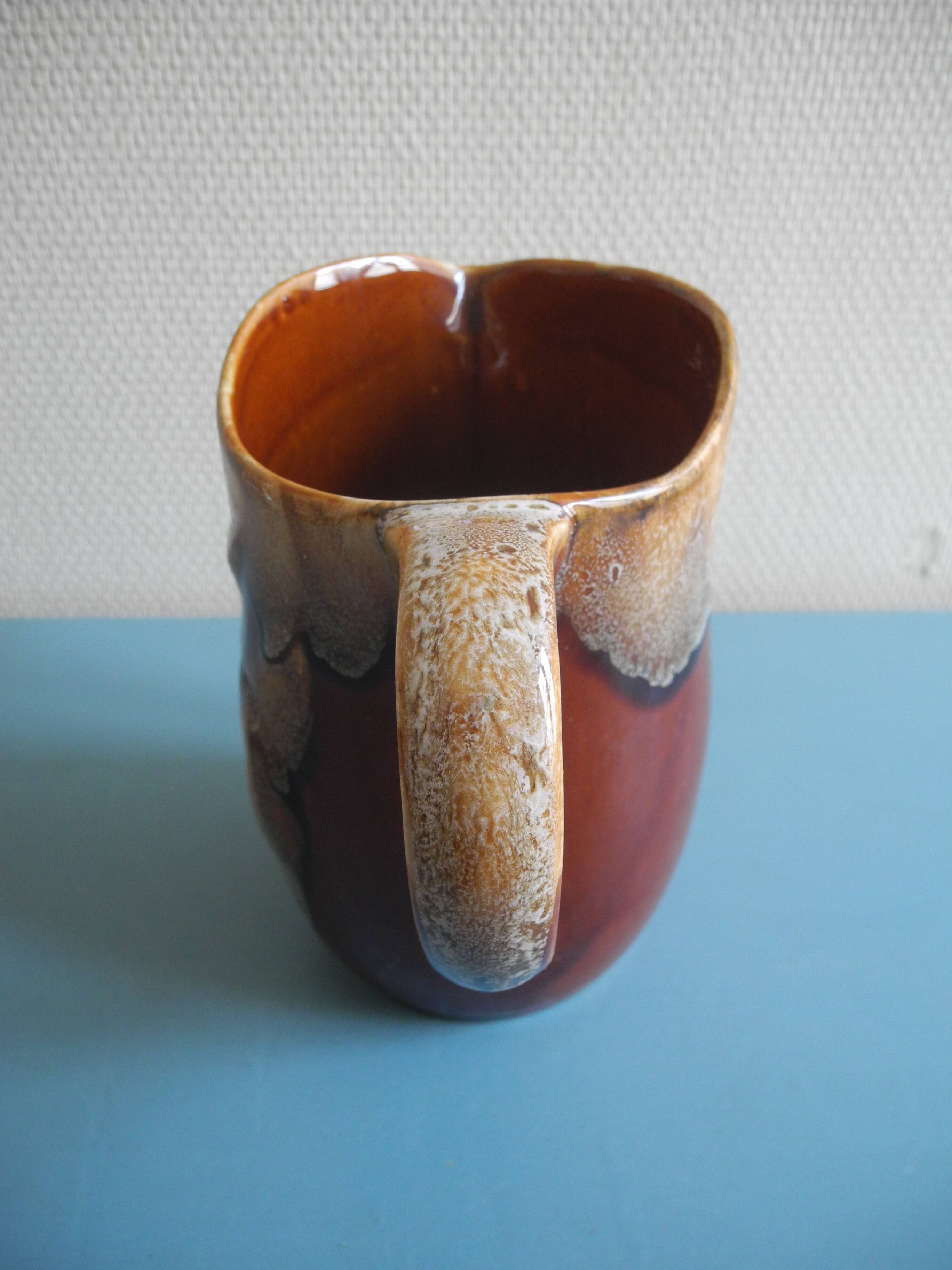 vintage Rhoda ceramic pitcher/jug, fat lava