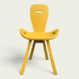 Chaises brutaliste ocre jaune 1960