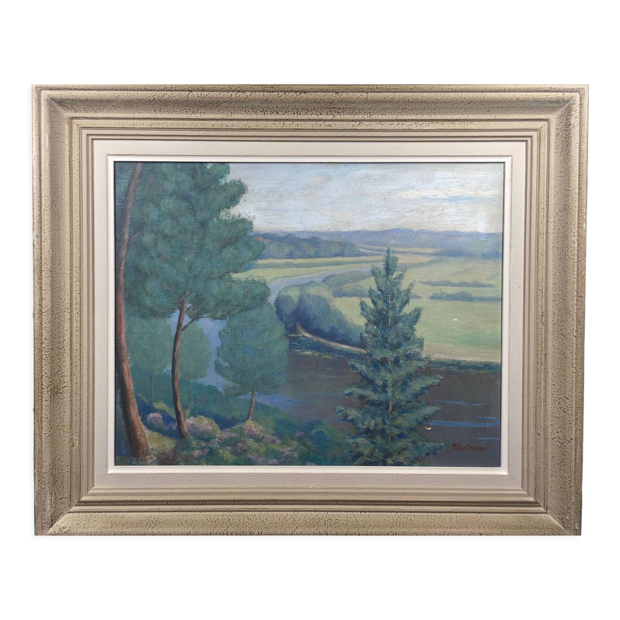 Painting M.Guilmineau Painter Vendée, Deux Sèvres, Green Venice, Coulon ....