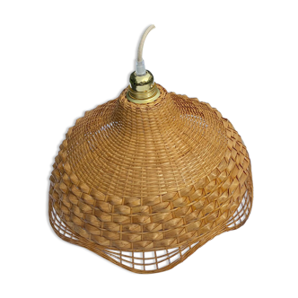 Suspension in rattan and vintage wicker
