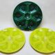 3 art deco oyster plates with green geometric decor