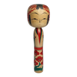 Vintage Japanese Kokeshi doll dated 1987, signed and numbered, floral decoration, 36 cm