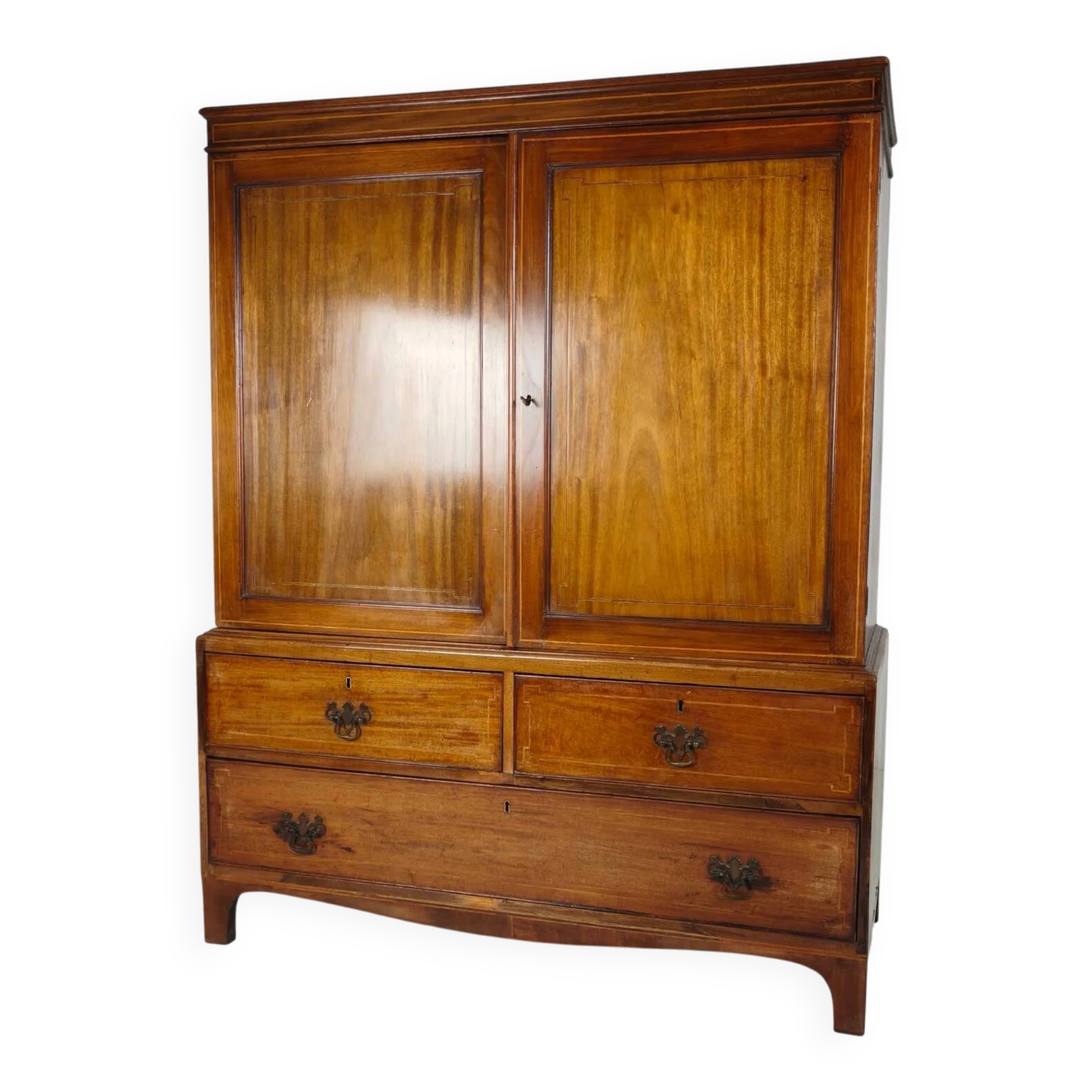 Early 19th Century English Mahogany Linen Press Cabinet, c.1820–1840
