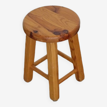 Tabouret vintage en pin 1970