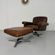 Vintage 70s brown leather ottoman chair design DE SEDE DS-31
