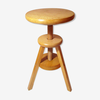 Tabouret à vis en bois