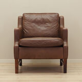 Brown leather armchair, Danish design, 1960s, production: Denmark