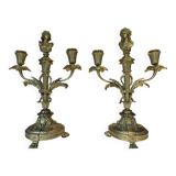 Set of two bronze candlesticks