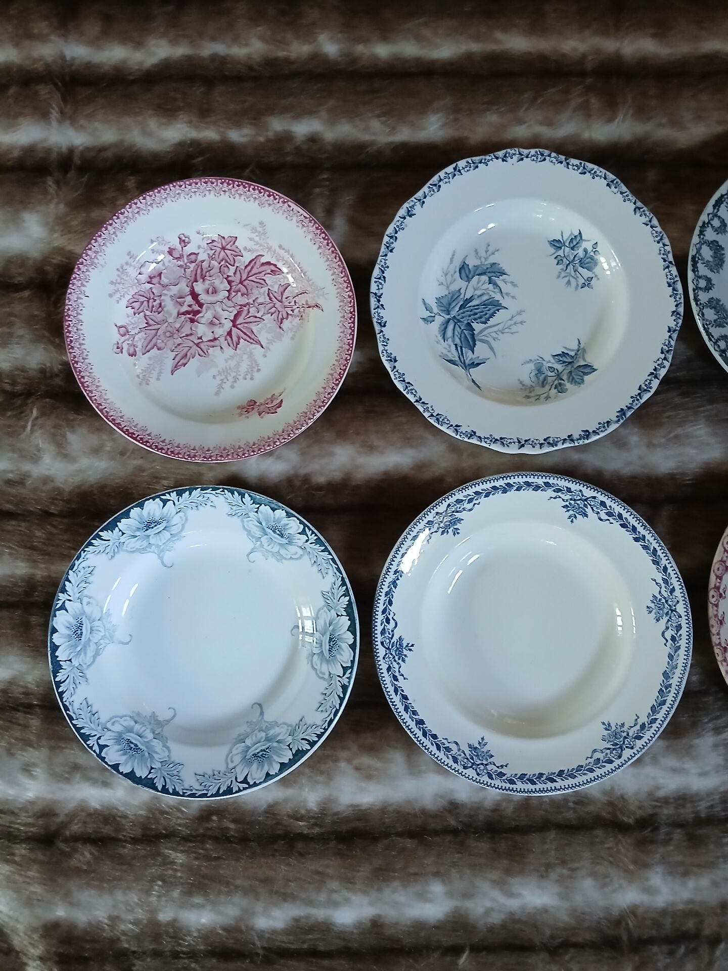 8 antique deep plates in ironstone