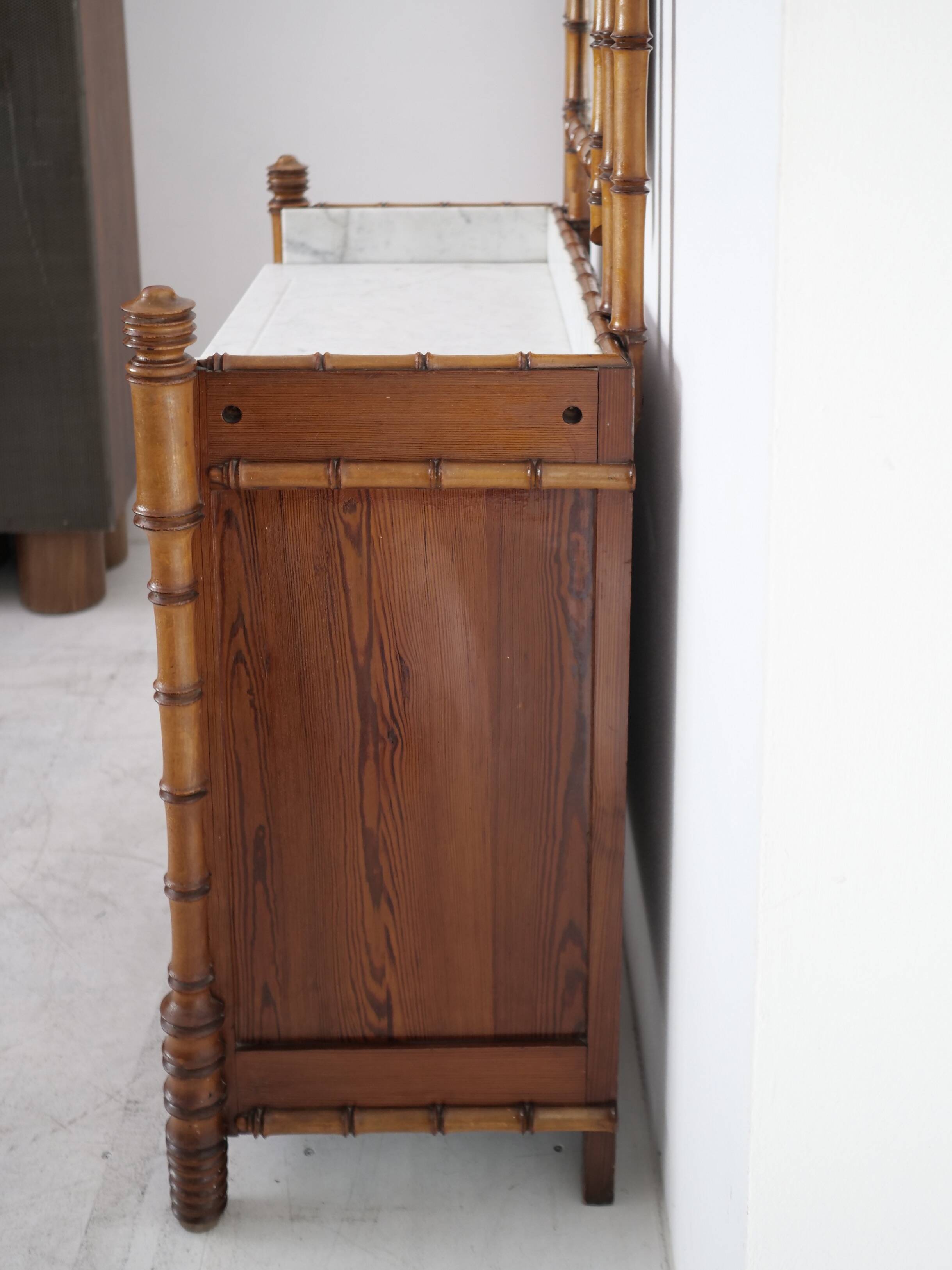 Late 19th century faux bamboo chest of drawers in pine