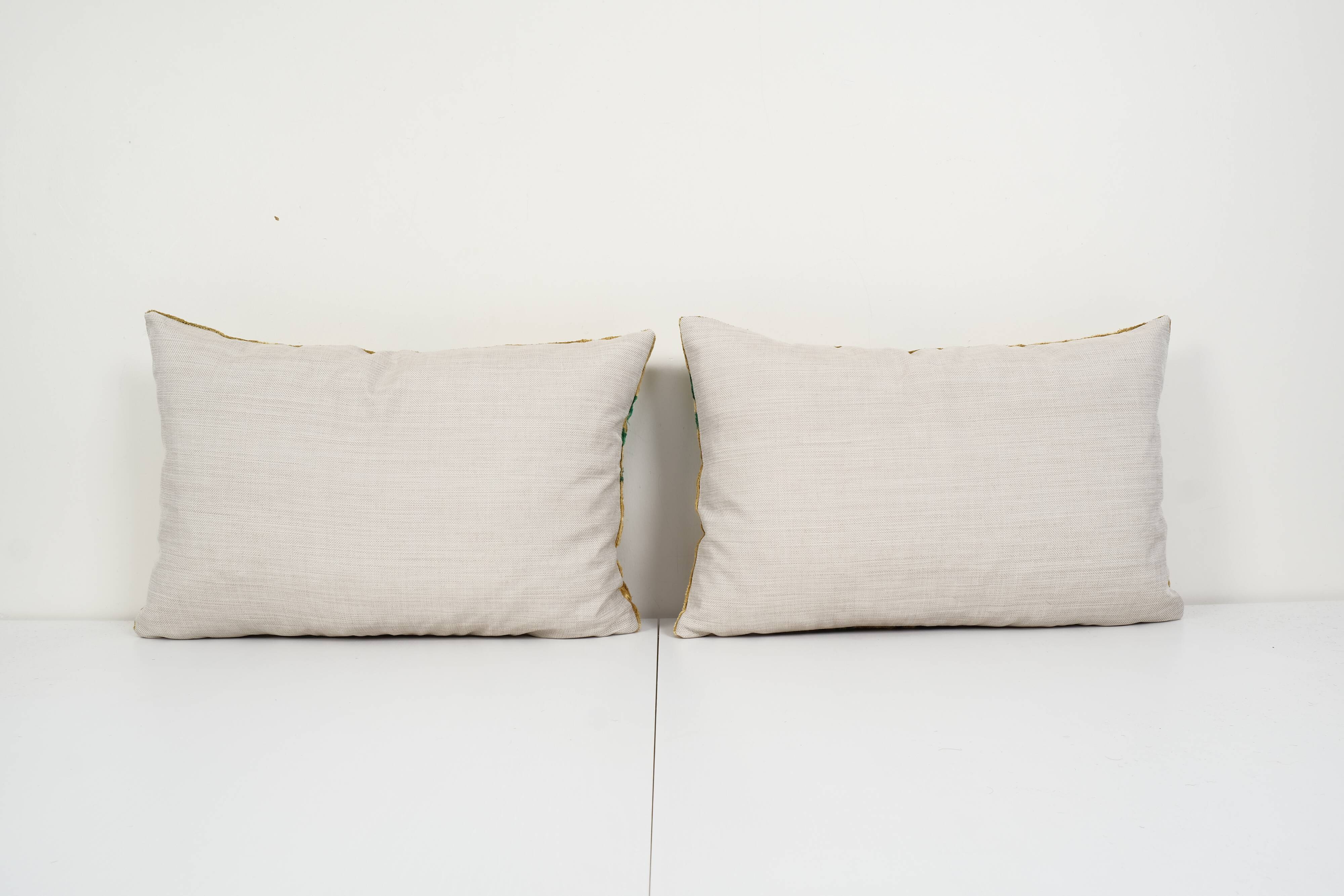 Tiger design ikat velvet pillow, set of two silk lumbar cushion cover, pair animal lumbar pillows, t