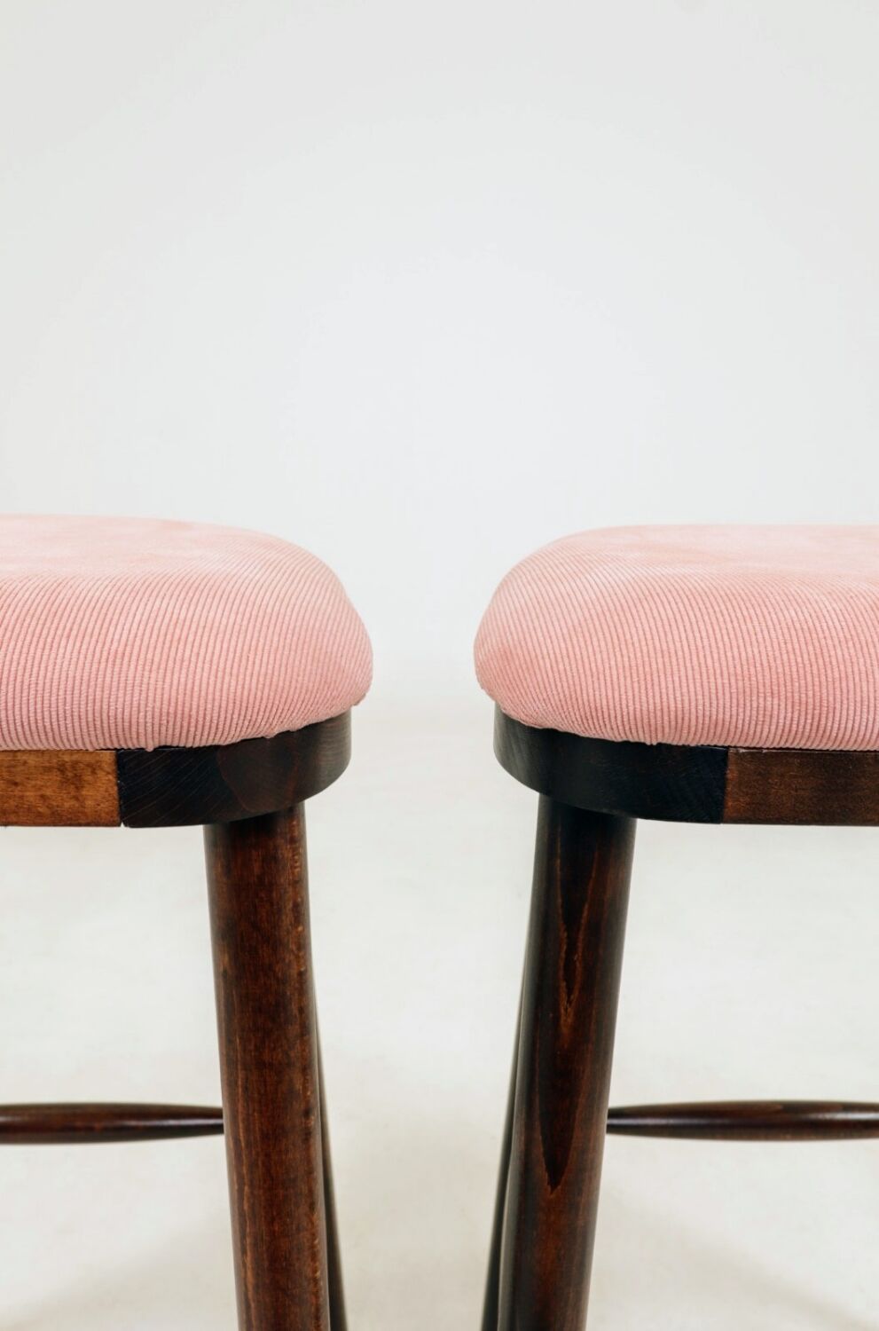 Tabourets de bar rosé velours côtelé Lot de 2