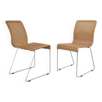 2x Dining Chair in Chrome and Cane