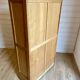 Vintage filing cabinet with double curtains, oak, Charles Schneider, Betschdorf.