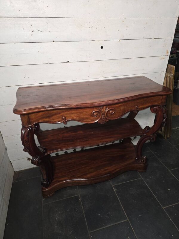 Console galbées Napoléon III XIXe en acajou