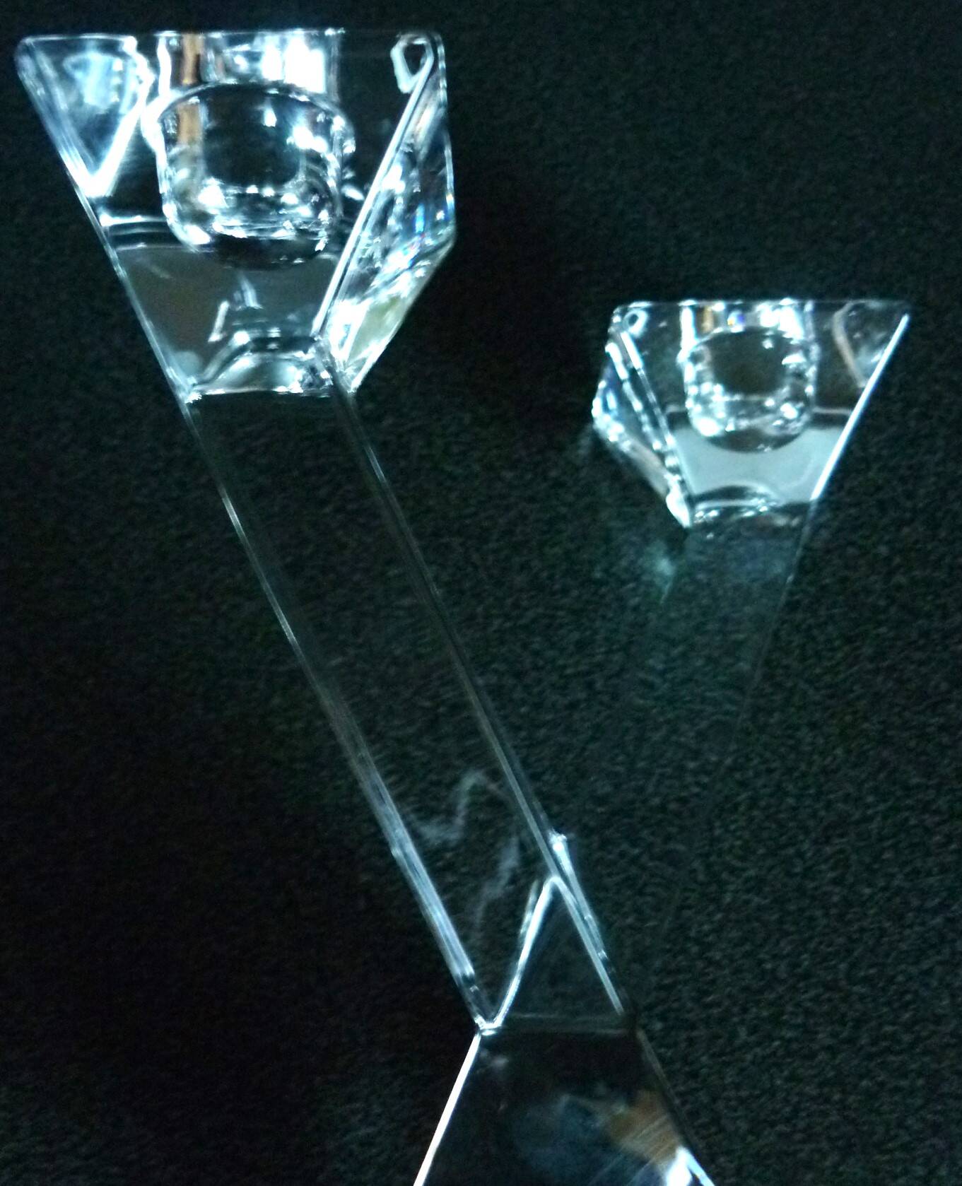 Pair of candlesticks, candelabra, crystal signed Villeroy & Boch, design and chic