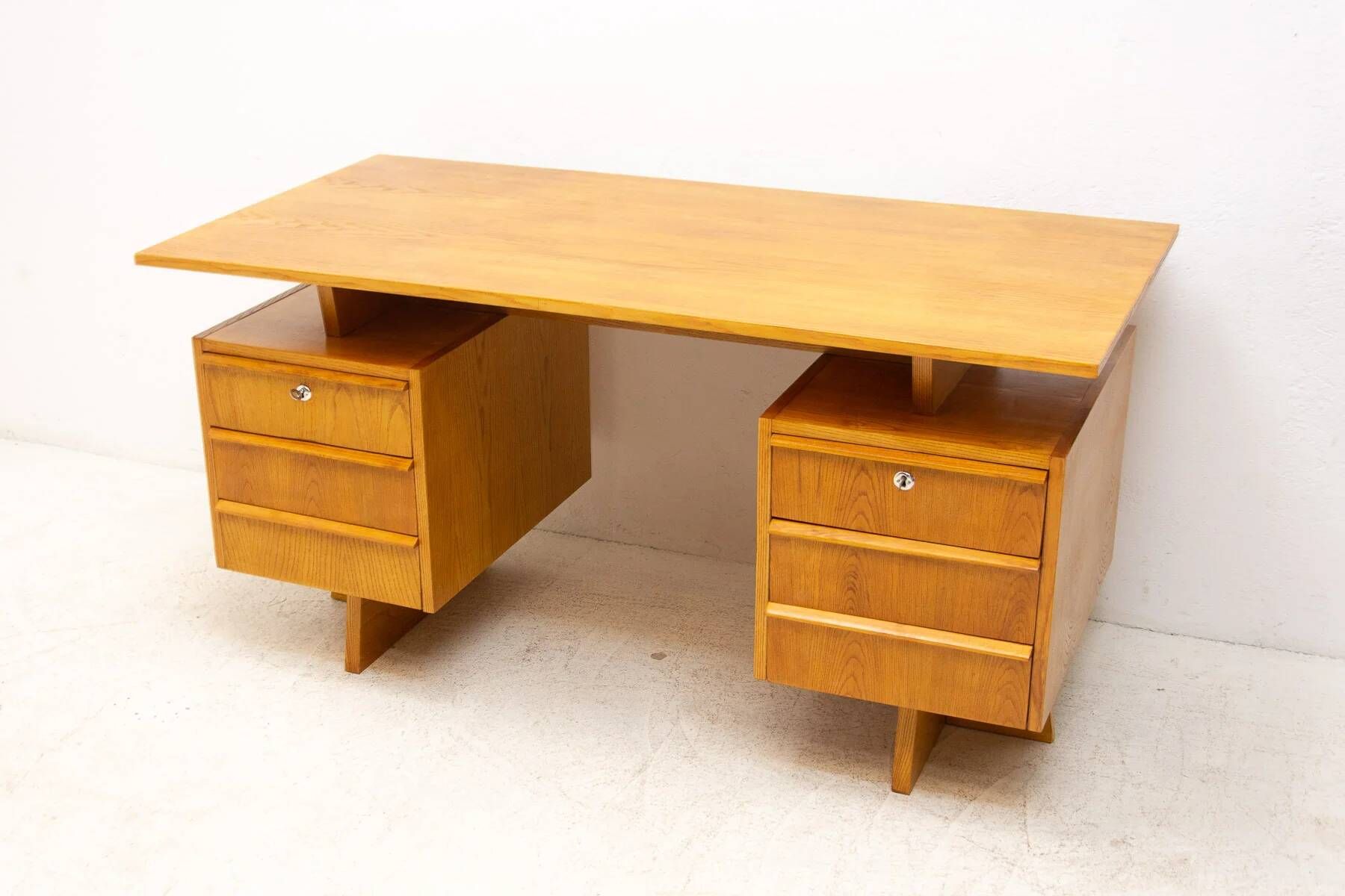 Writing desk, mid-century beechwood, 1970s, Czechoslovakia