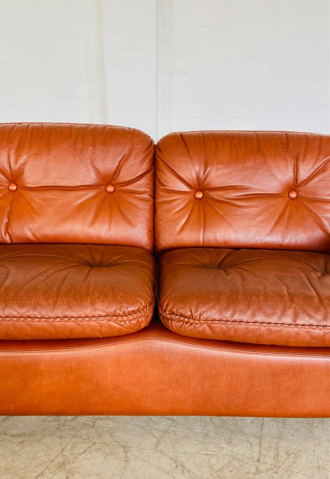 Canapé 2 places vintage danois en cuir cognac du milieu du siècle par Sigurd Resell