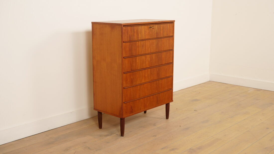 Commode danoise vintage | Teck | 6 tiroirs | 106 cm