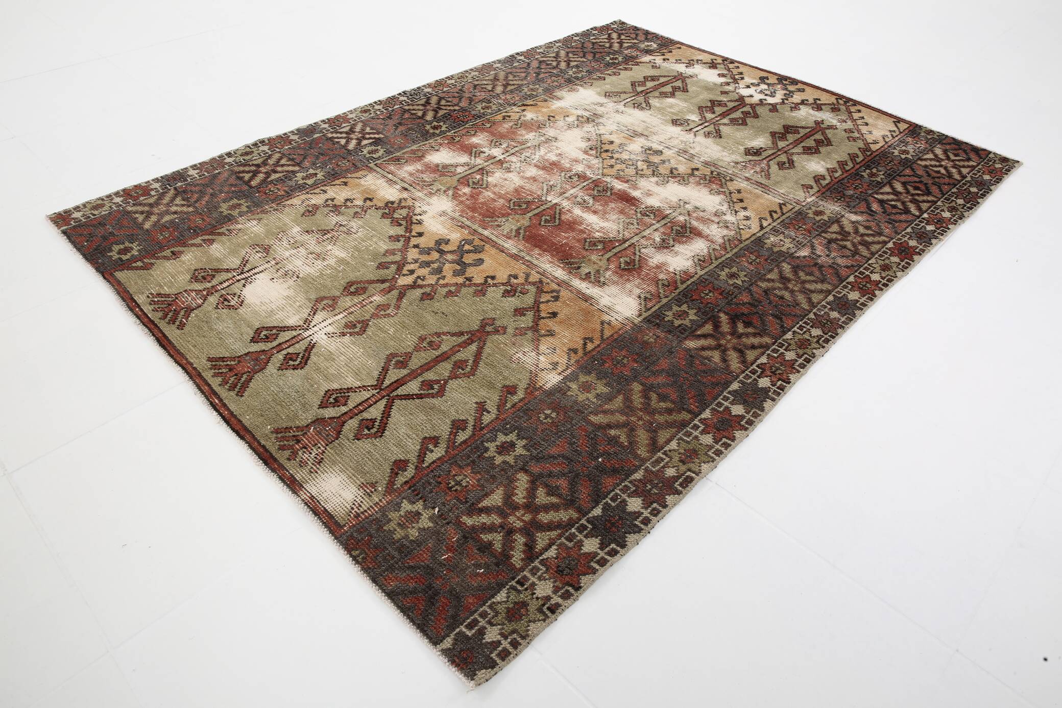 5x7 Classic Brown Red Handmade Vintage Rug, 151x214Cm SK 3054