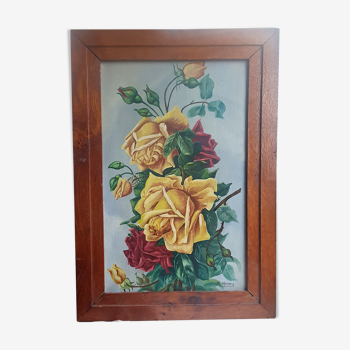 Roses, signed oil painting