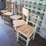 5 chaises en bois vintage