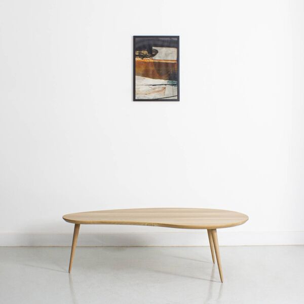 Table basse format haricot en chêne massif local (140x90cm)