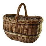 Wicker shopping basket, braided, handmade, vintage