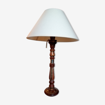 Lamp in wood and brass