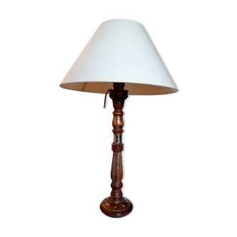 Lamp in wood and brass