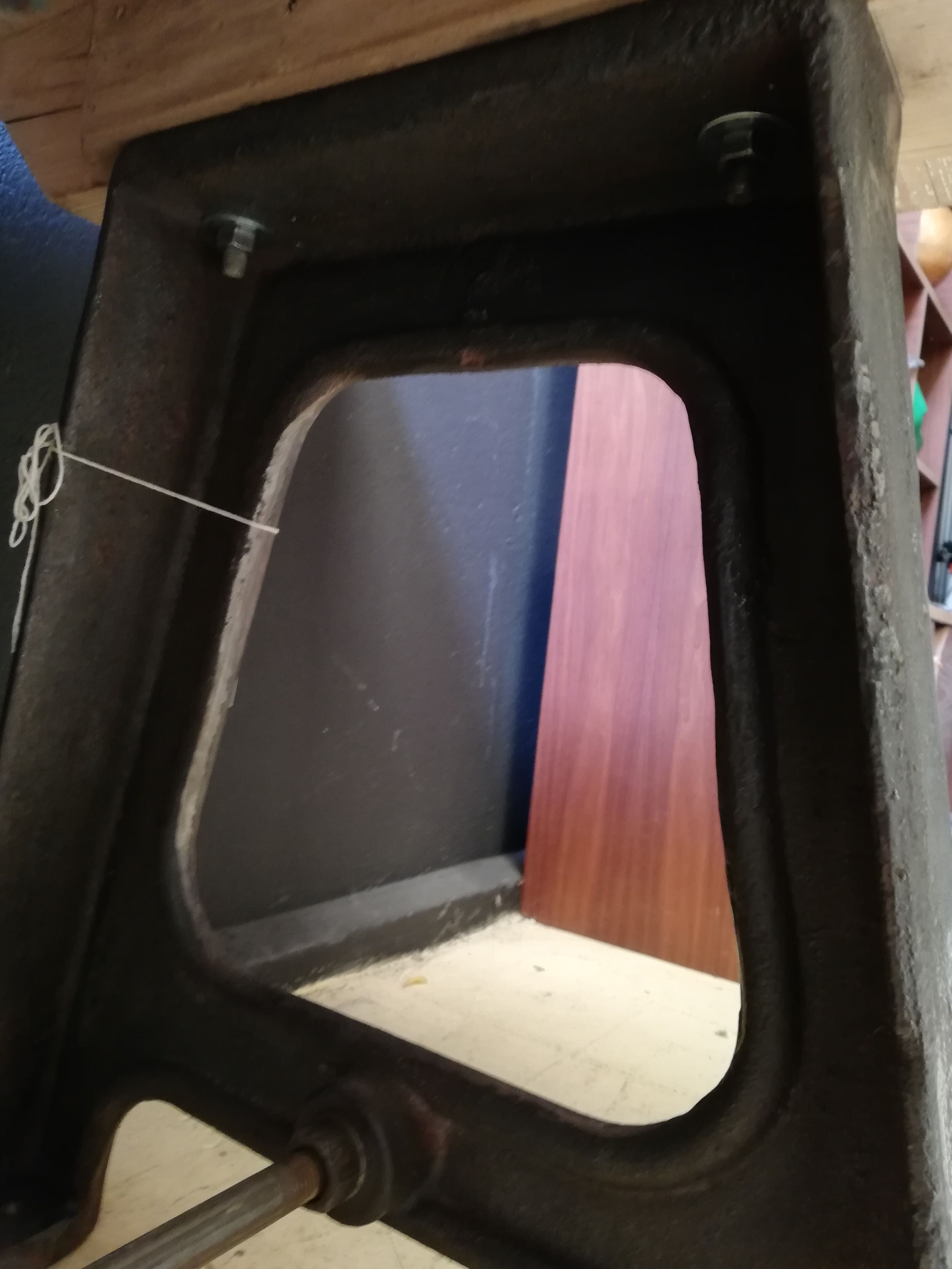 Table in wood and cast iron, industrial style, vintage