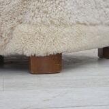 1960s, Danish design, reupholstered highback armchair, genuine sheepskin.