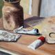 Artist studio, oil on canvas signed D Funes.
