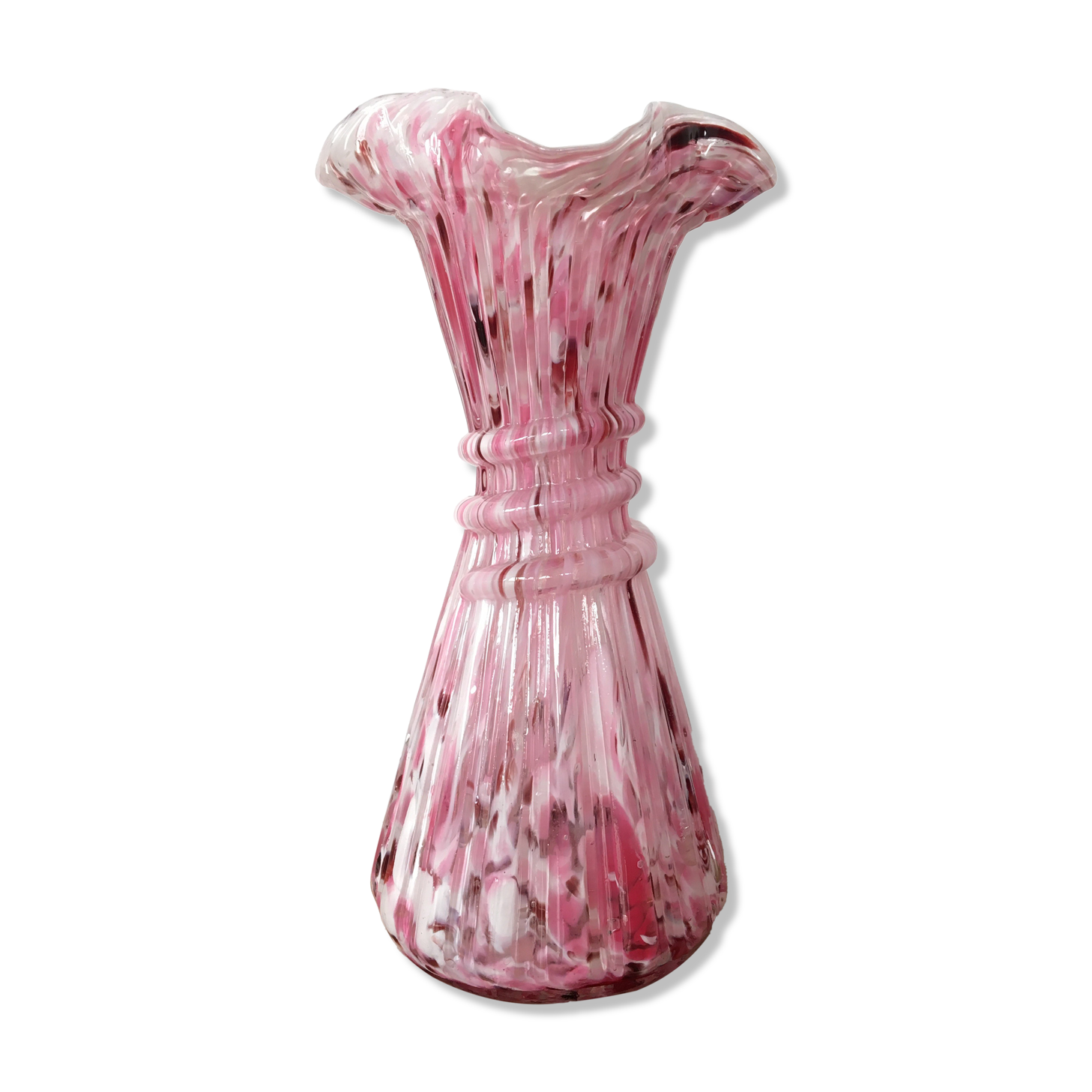 Vase verre de clichy moucheté  rose