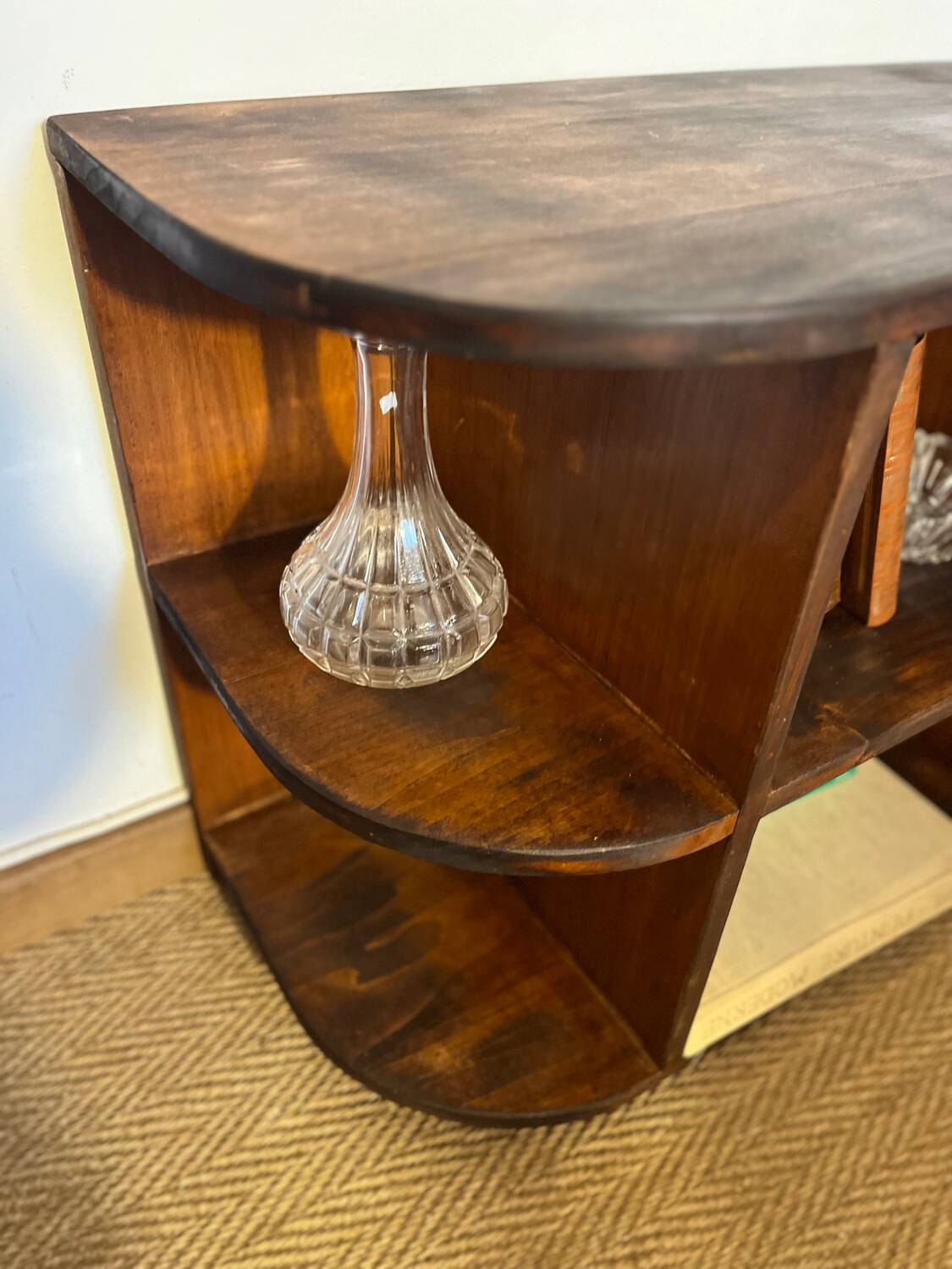 TV cabinet in a row with art deco wooden shelf