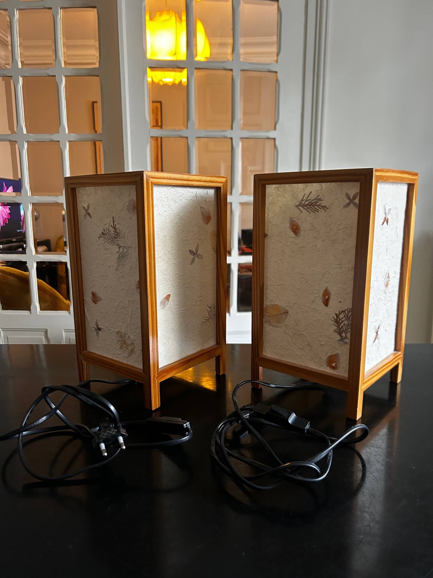 pair of dried flower lamps 1970