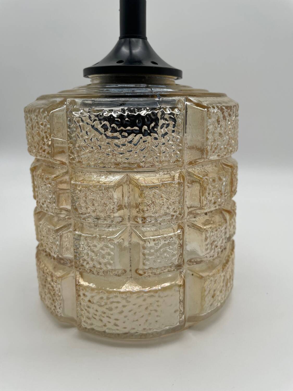 Suspension / portable lamp in smoked glass, 1970s