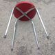 Stool tubing metal chrome seat imitation leather red vintage