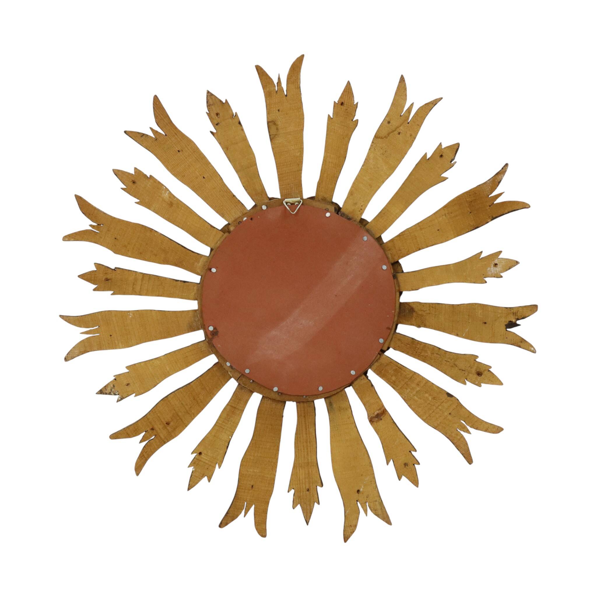 Vintage Wooden Sun Mirror Sunburst Gold Fifties 52cm