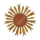 Vintage Wooden Sun Mirror Sunburst Gold Fifties 52cm